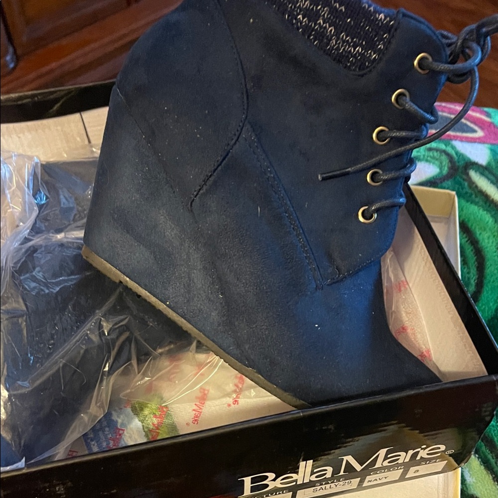 Bella Marie Navy Ankle Boots